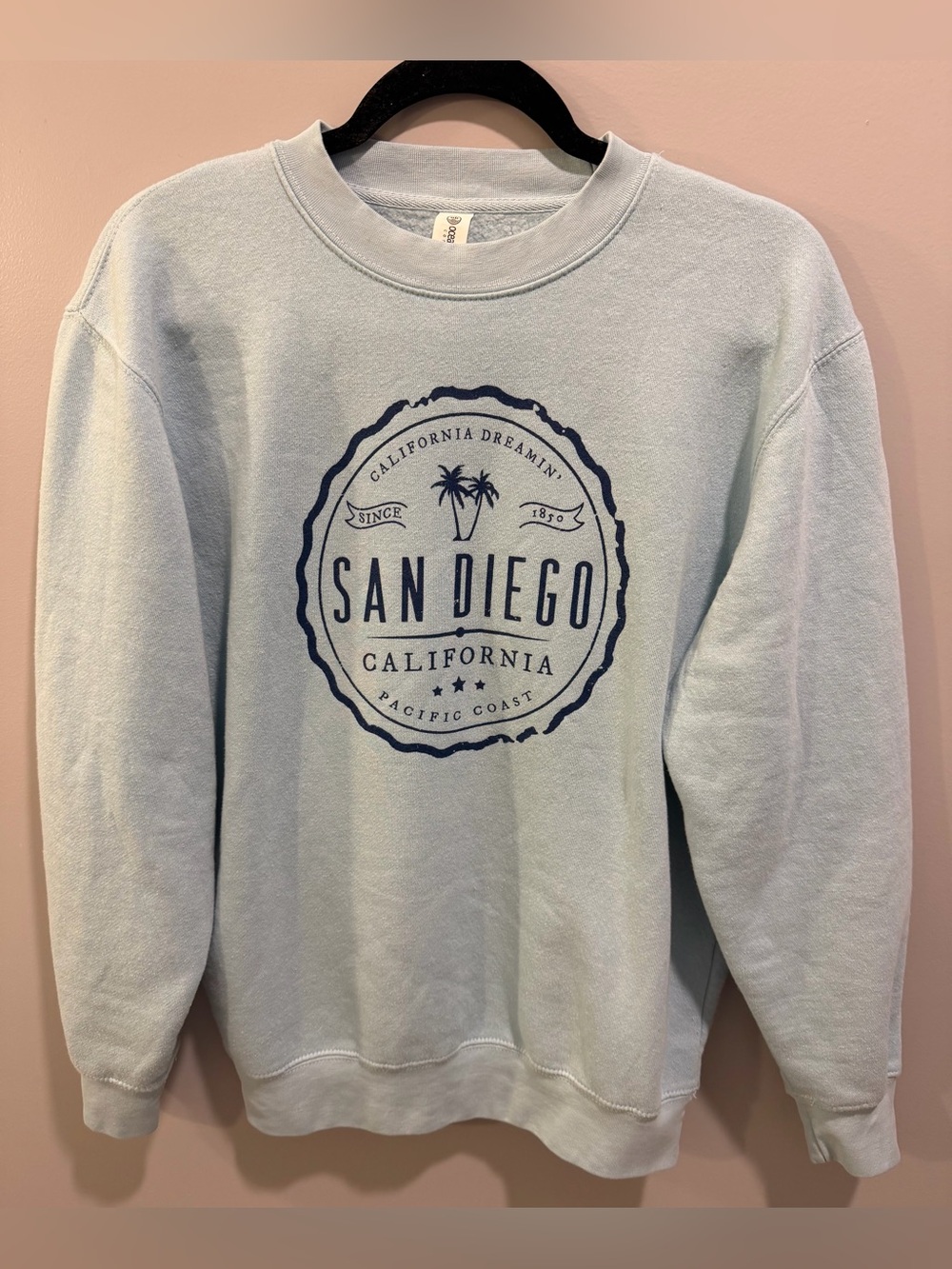 Ocean Beach Company San Diego CA Logo Sweatshirt Light Blue Size S